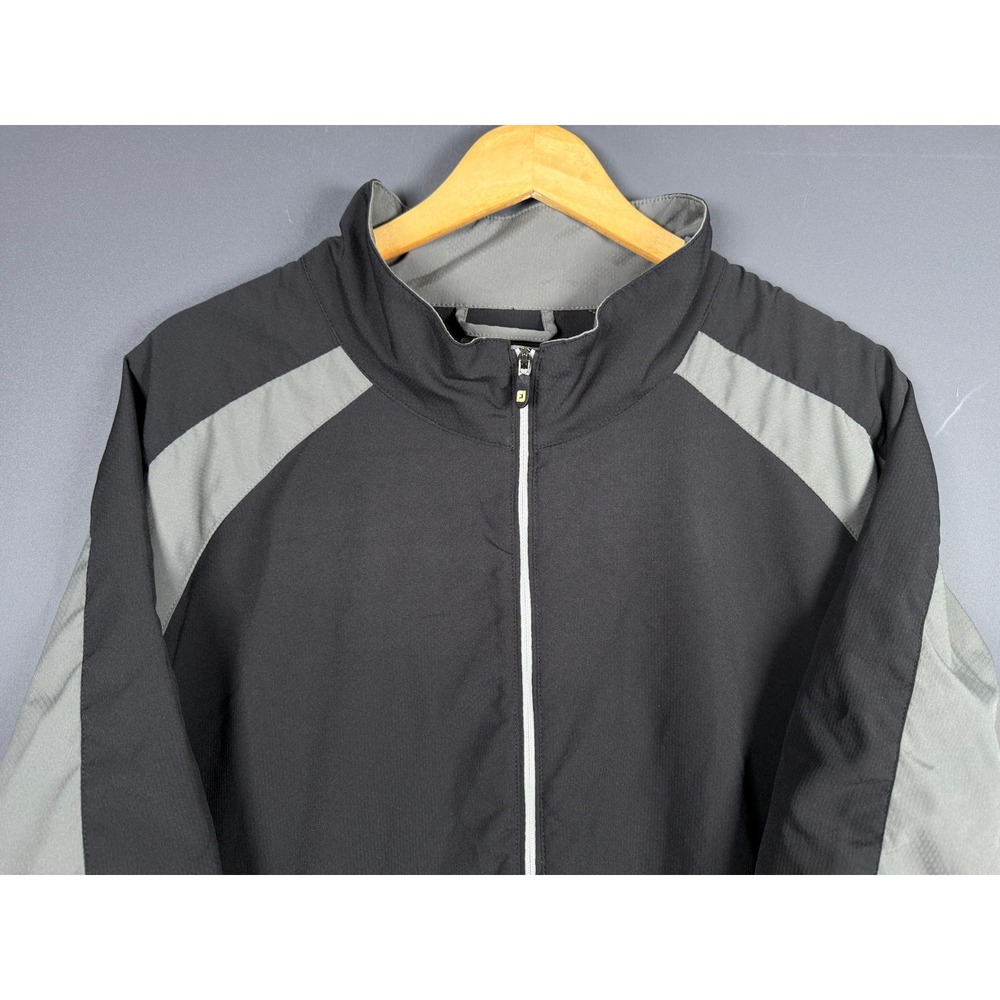 FootJoy Mens XL Black Grey Short Sleeve Quarter Zip Golf Windbreaker Jacket